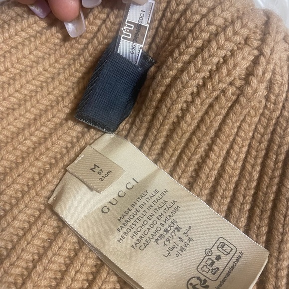 Gucci Tan Ribbed Knit Hat with Logo - Picture 11 of 13